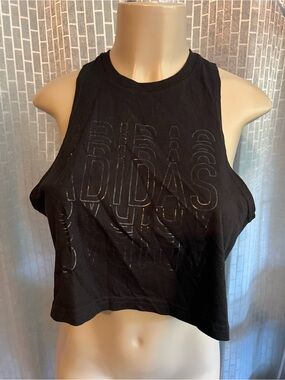 adidas Black Cropped Graphic Tank